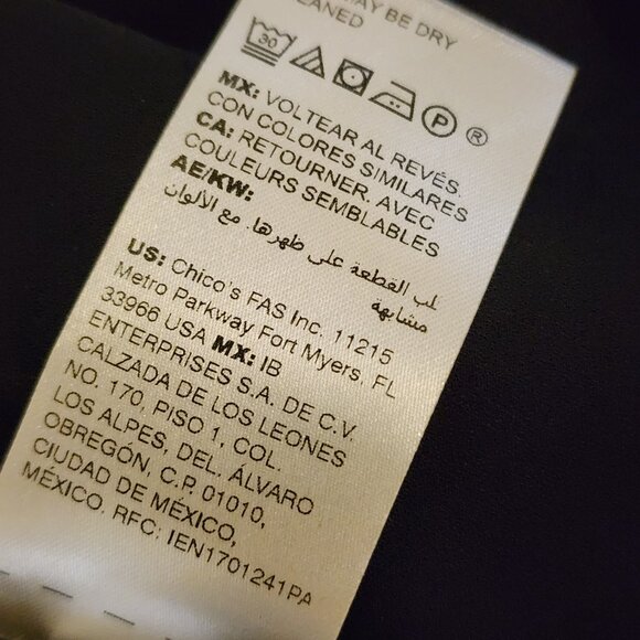Chico’s Black Sleeveless Tank Top Blouse Size 3 (16/18 XL) Back Zip Overlay - Picture 9 of 10